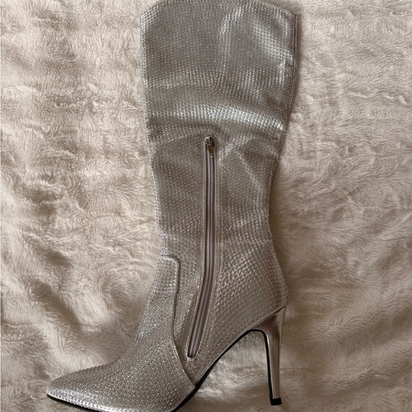 MIA Silver Mackenzie rhinestone Heeled Boots - Picture 2 of 9
